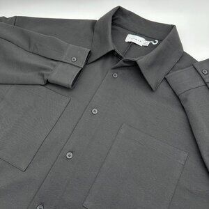 NWOT TopMan Men's Double Pocket Button Up Jersey Shirt Jacket, Size XXL, Black